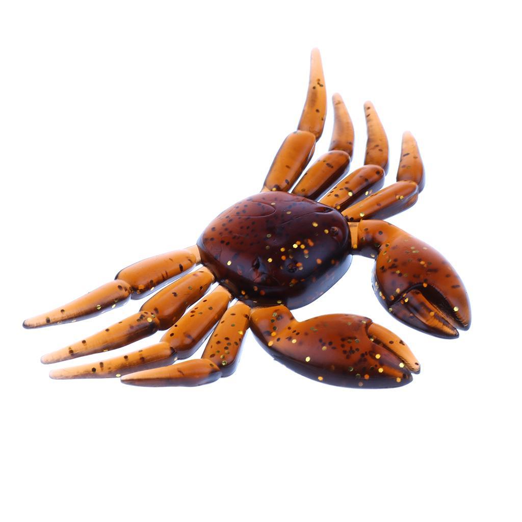 10Pcs Fishing Tackle Silicone Soft Lures Crabs Simulation Saltwater Artificial Baits, Brown & Red