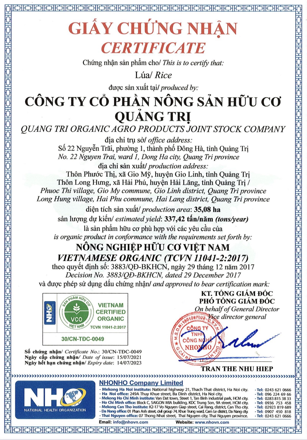 GẠO HỮU CƠ QUẢNG TRỊ ST25 TÚI 5KG