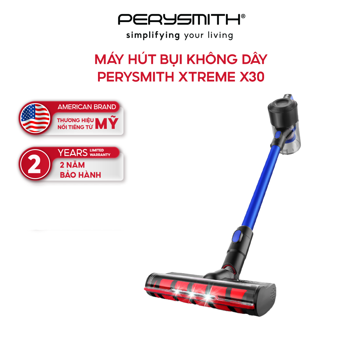 Máy hút bụi cầm tay không dây PerySmith Xtreme X30 lực hút 19000PA - Hàng chính hãng