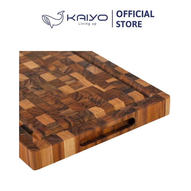 Thớt thái gỗ teak đầu cây KAIYO size S 30 x 20 x 2,5cm