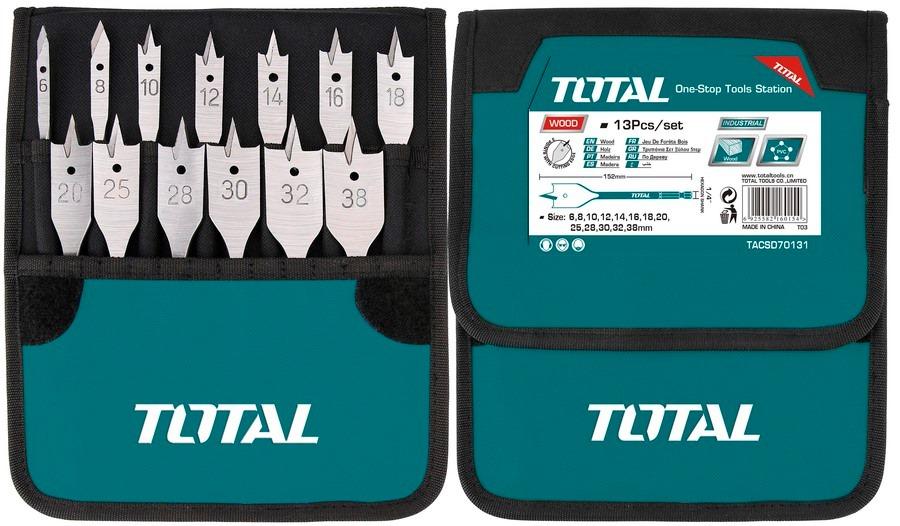 BỘ MŨI KHOAN GỖ ĐẦU DẸP 13 CHI TIẾT TOTAL TACSD70131