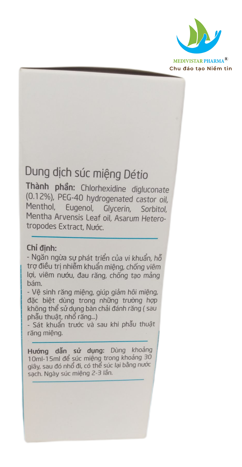 Nước Súc Miệng DÉTIO Không Chứa Cồn Giúp Vệ Sinh Răng Hiệu Quả, Hạn Chế Mảng Bám, Đem Lại Hơi Thở Thơm Mát Chai 200ml