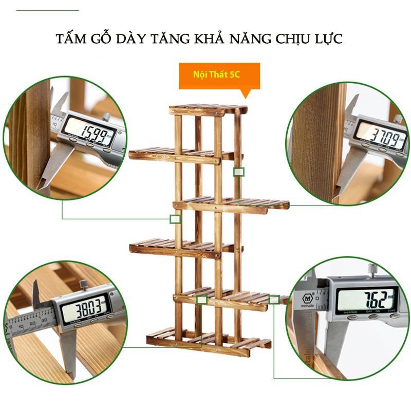 Kệ để chậu hoa, kệ trang trí ban công phòng khách 3 tầng, 5 tầng, 6 tầng gỗ thông Fiori phong cách Bắc Âu