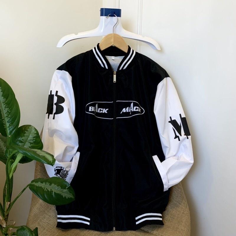 Áo Khoác Bomber Jacket Dù 2 Lớp BLACK MIACK Varsity Form Rộng Nam Nữ Unisex Couple Phong Cách Hàn Quốc