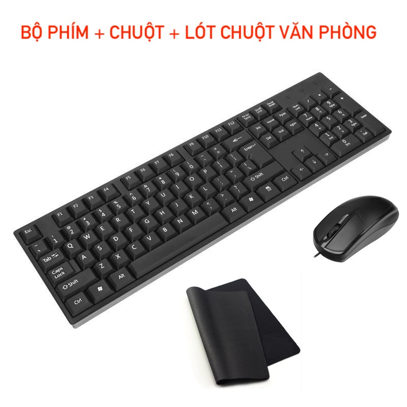 Bộ bàn phím chuột văn phòng có dây kèm lót chuột