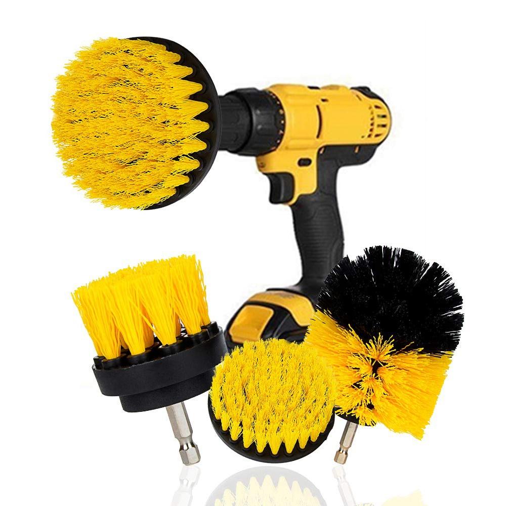 Set 3 đầu cọ tròn bằng nhựa nylon 2/3.5/4'' gắn máy khoan làm sạch xe hơi