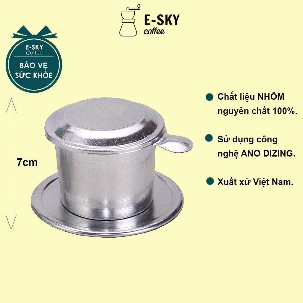 Phin Pha Cà Phê Nhôm Nguyên Chất Không Sơn Thể Tích 170ml Miệng 7cm