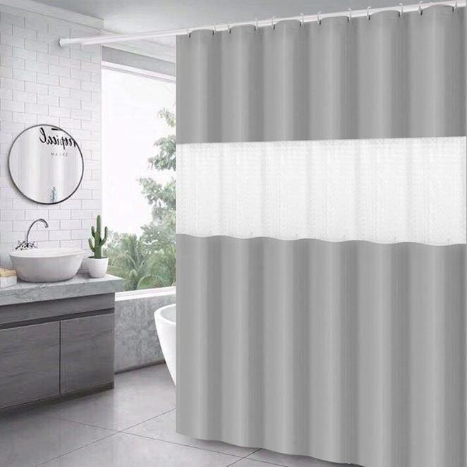 Rèm phòng tắm cao cấp 3D PEVA 180x200cm - Xám - HanruiOffical