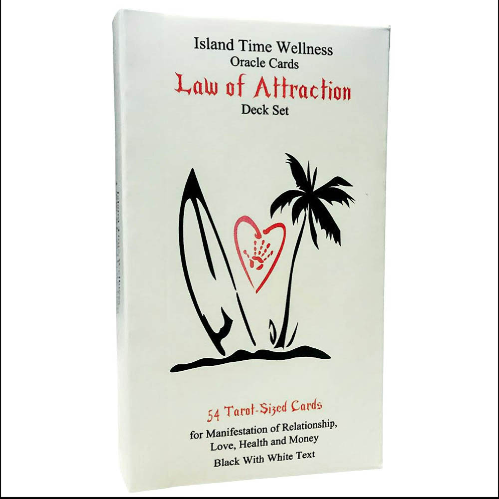 Bộ Bài White With Black Text Island Time Wellness Love Oracle