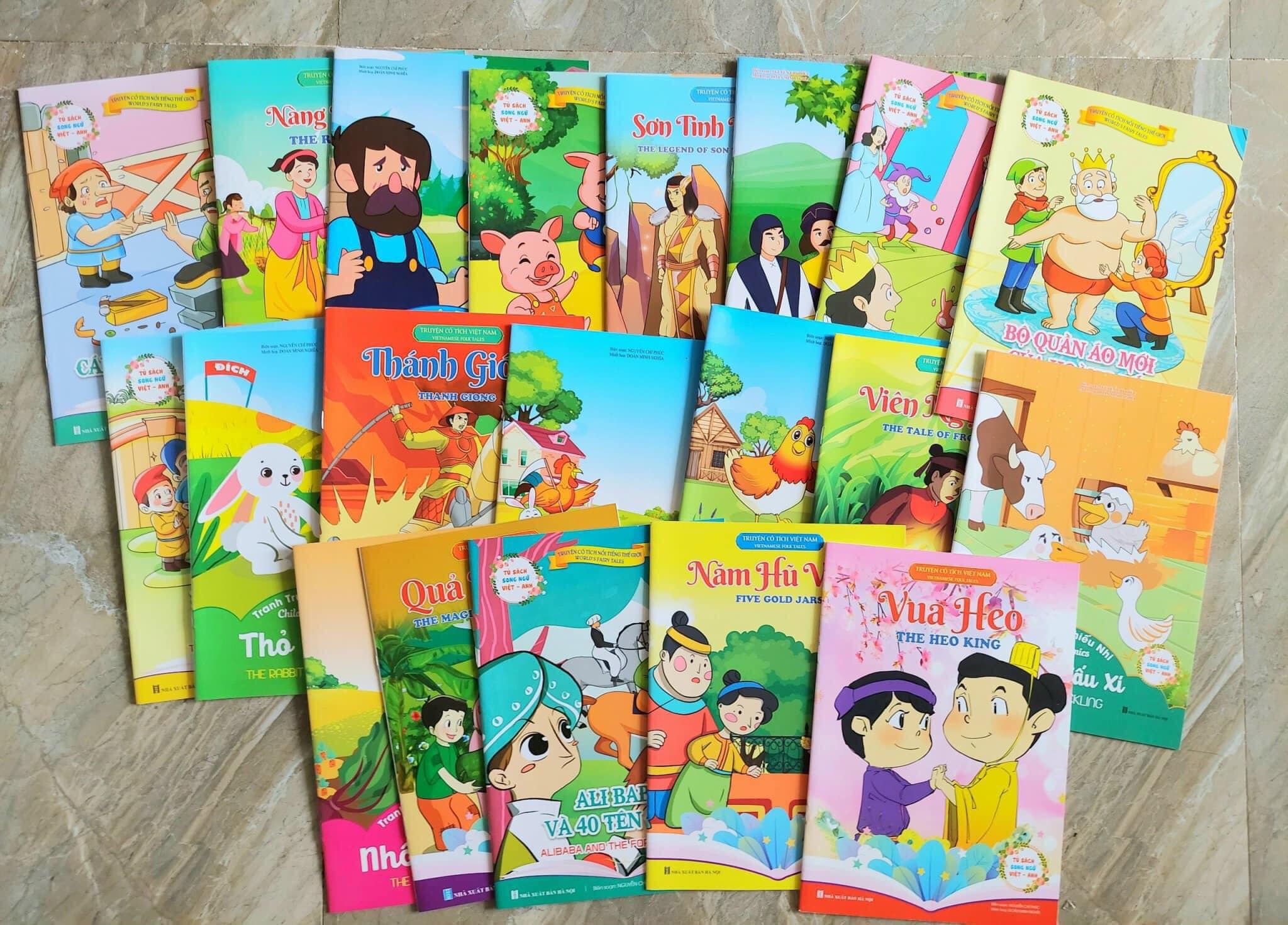 Combo 20 quyển truyện cổ tích song ngữ Anh Việt cho bé truyện cổ tích Việt Nam, truyện cổ tích thế giới