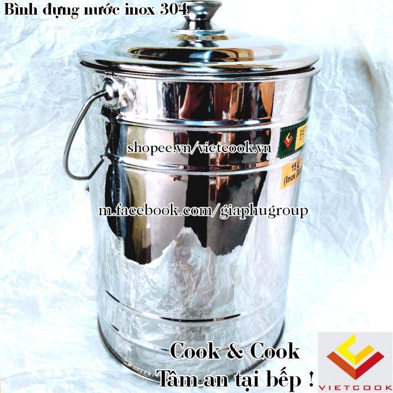 Bình sữa inox 304, bình inox 304 đựng nước canh, nước dùng, nước phở, thực phẩm dung tích 10, 15 lít có nắp
