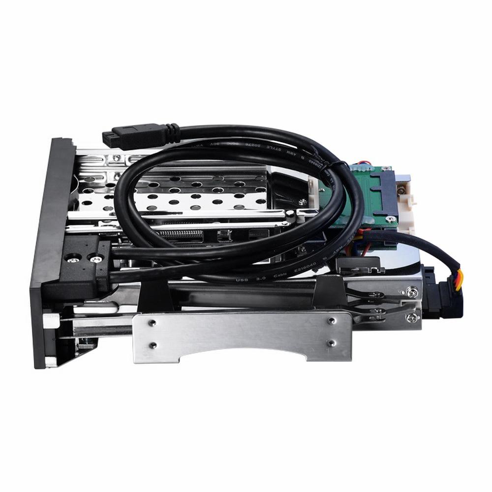 Internal Dual Slot Hard Disk Case 2.5+3.5 inch SATA HDD/SSD Enclosure Tool-free Design with 2 USB3.0 Ports Safety Locks
