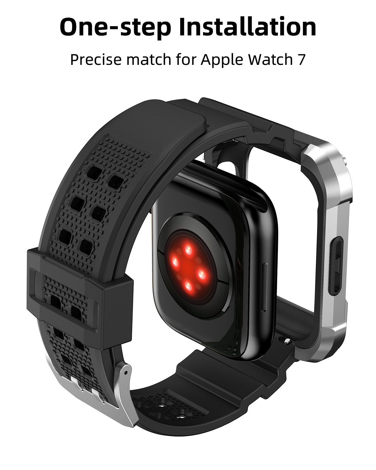 Ốp Case Vỏ Kim Loại bảo vệ tích hợp dây đeo cho Apple Watch Series 4/5/6/SE/7/8/9/SE2 Size 44mm/45mm - Hàng Chính Hãng