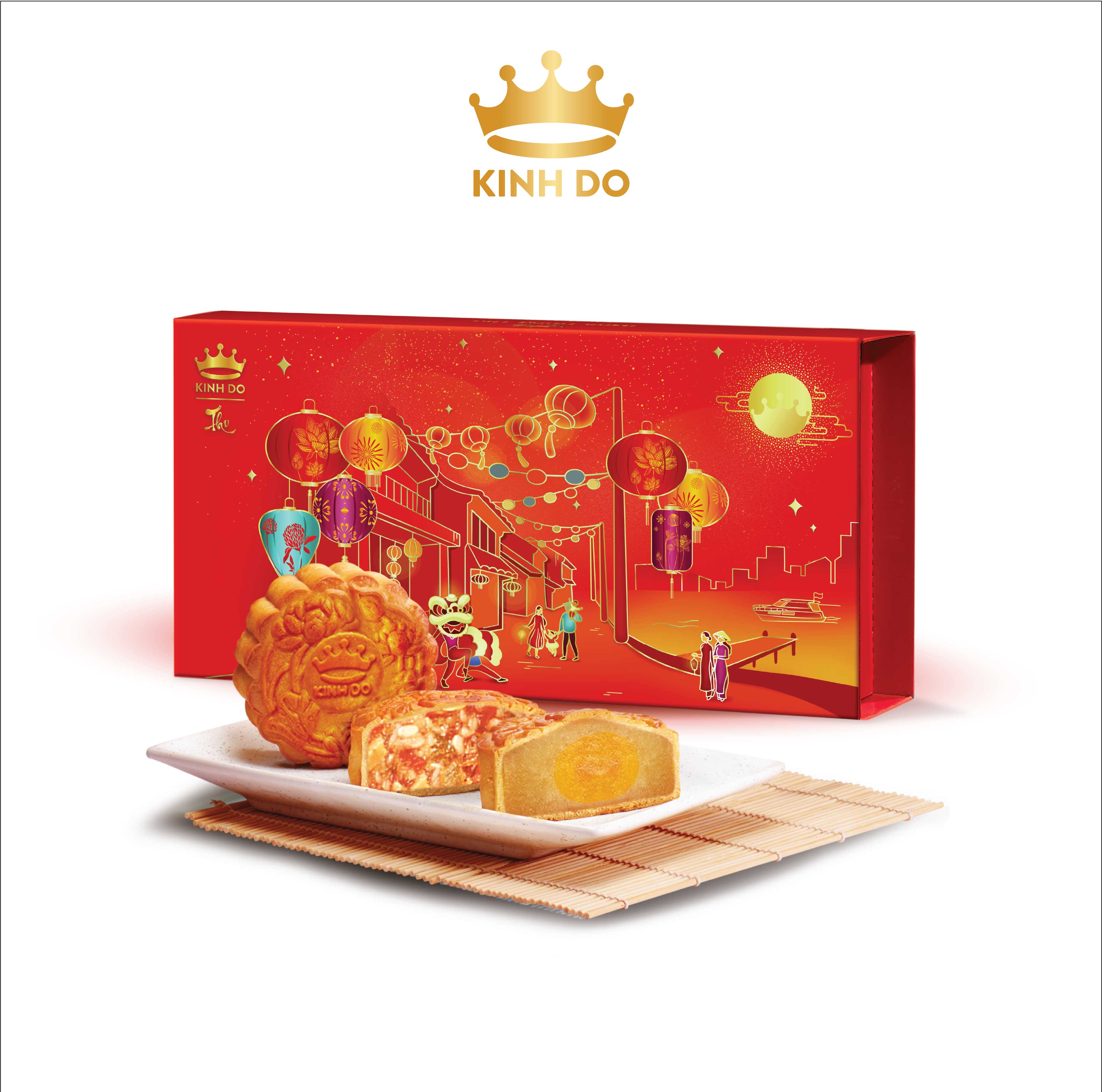 Hộp 2 bánh trung thu Kinh Đô &quot;Bộ Đôi Bánh Nướng&quot; (2 bánh x 150g)