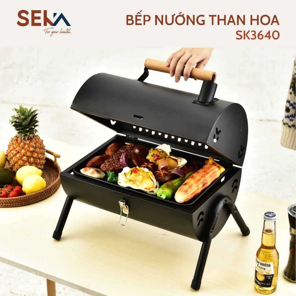 Bếp Nướng Than Hoa Seka SK3640 Cao Cấp Kèm Vỉ Nướng, Lò Nướng Đa Năng Gấp Gọn Mang Đi Du Lịch, Dã Ngoại  - hàng chính hãng