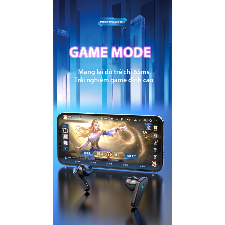 Tai nghe gaming X15 TWS FLOVEME - Bluetooth 5.0 Micro cảm ứng chơi game - Chống thấm nước - Giảm tiếng ồn - Hàng chính hãng