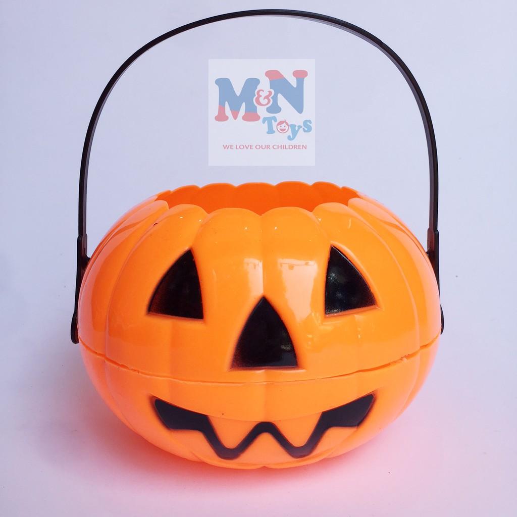 Xách bí ngô Halloween - giỏ xin kẹo đẹp đường kính 17cm