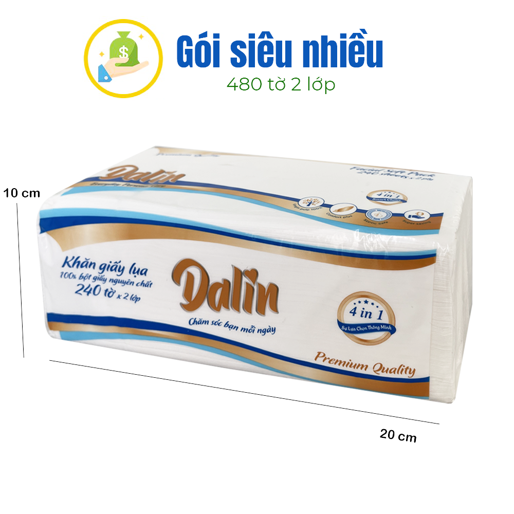 COMBO 6 KHĂN GIẤY RÚT DALIN CAO CẤP SIÊU NHIỀU 480 TỜ 2 LỚP DÙNG ĐƯỢC 2 THÁNG