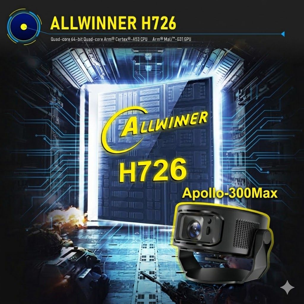 Máy Chiếu Mini Apollo 300MAX – Android 14, Siêu Nét, Hỗ Trợ 4K Chính Hãng - Hàng nhập khẩu