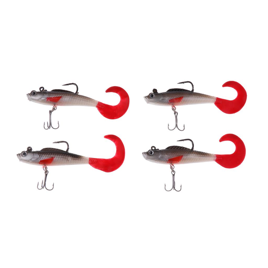 4Pc Jig Lead Heads  Soft Lure Sea Fishing Cod Pollack Bass Jewfish
