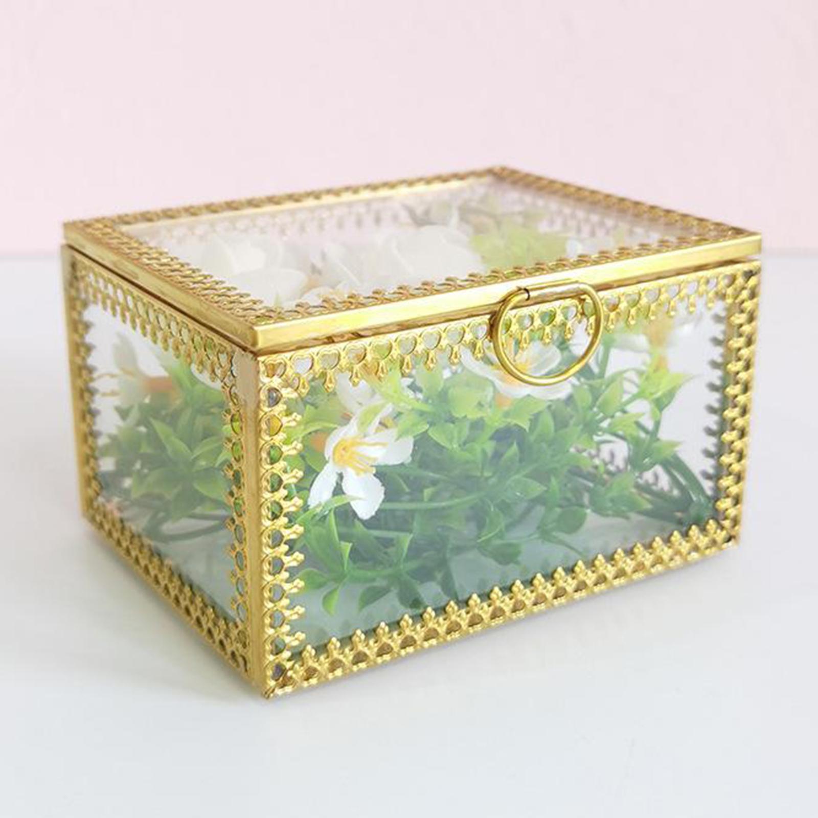 Glass Vintage Jewelry Box Geometric Jewelry Display Organizer Keepsake Box Case