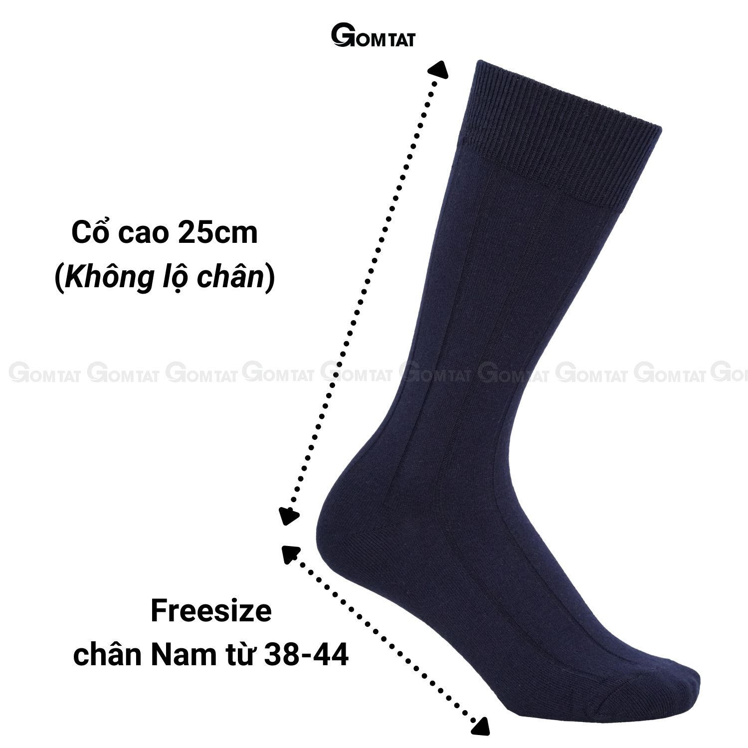 Tất nam công sở cổ cao 25cm, vớ nam đi giày tây họa tiết gân chìm chất liệu cao cấp mềm mại thoáng mát - GOM-MIX09-1DOI