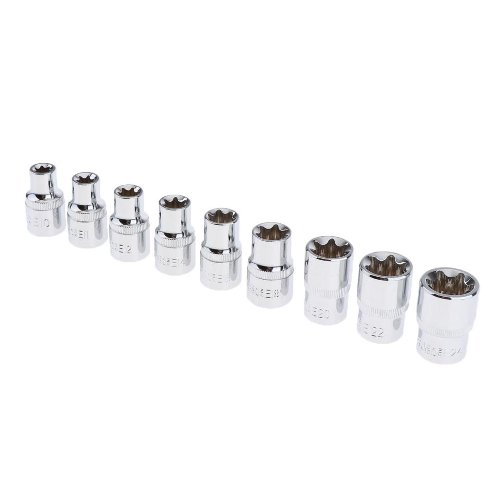 14pcs/set E Socket Set In a Storage Case Star Female Sockets 1/4" 3/8" 1/2"