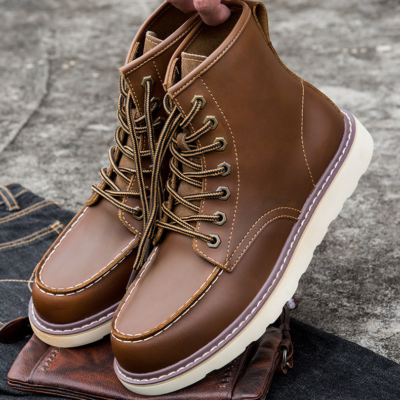 Giày boot da bò, giày đốc cổ cao big size cỡ lớn cho nam chân to - BT168
