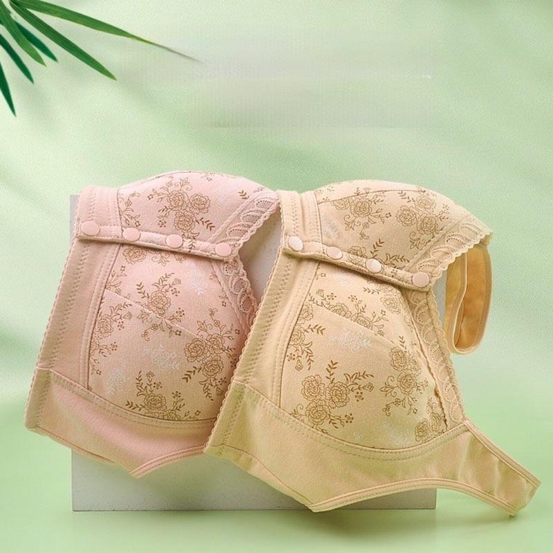 Áo ngực trung niên nữ cho bà cho mẹ chất liệu cotton cúc bấm trước phối ren cao cấp
