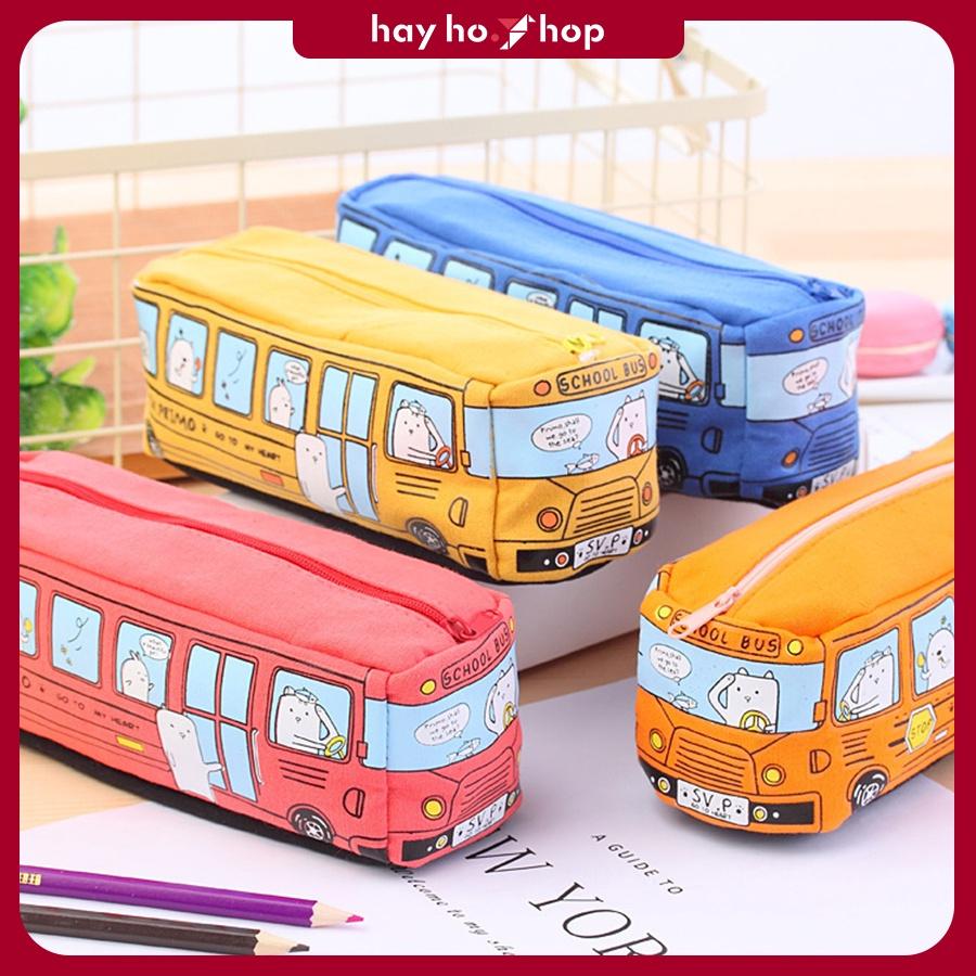 Bóp viết hình xe bus dễ thương bằng vải canvas siêu cá tính unisex 2022