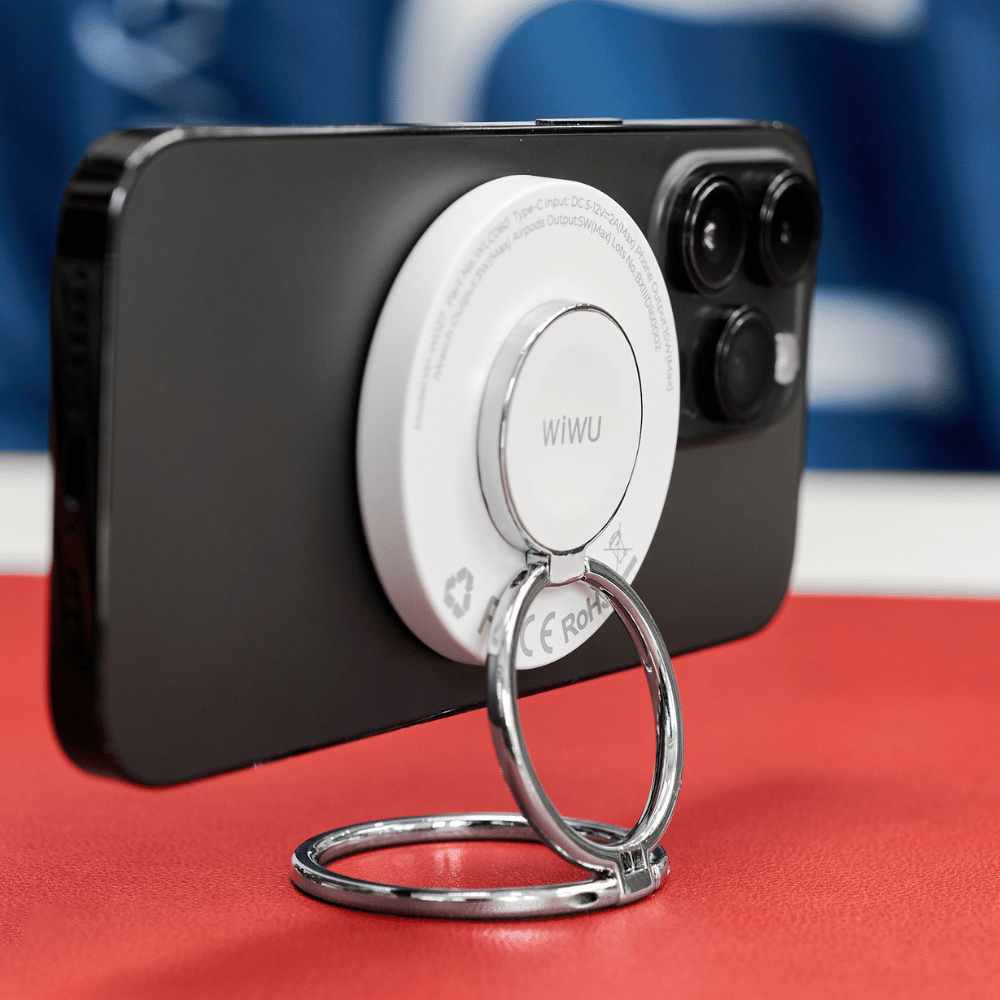 Dock Đế sạc nhanh không dây sạc pin đa năng 3in1 15W từ tính Ring giá đỡ móc tay cho iPhone / điện thoại / watch / cho tai nghe cho airpods hiệu WIWU Wi-W027 chuẩn Qi fast charging iP 16 15 14 13 12 Pro Max - hàng nhập khẩu