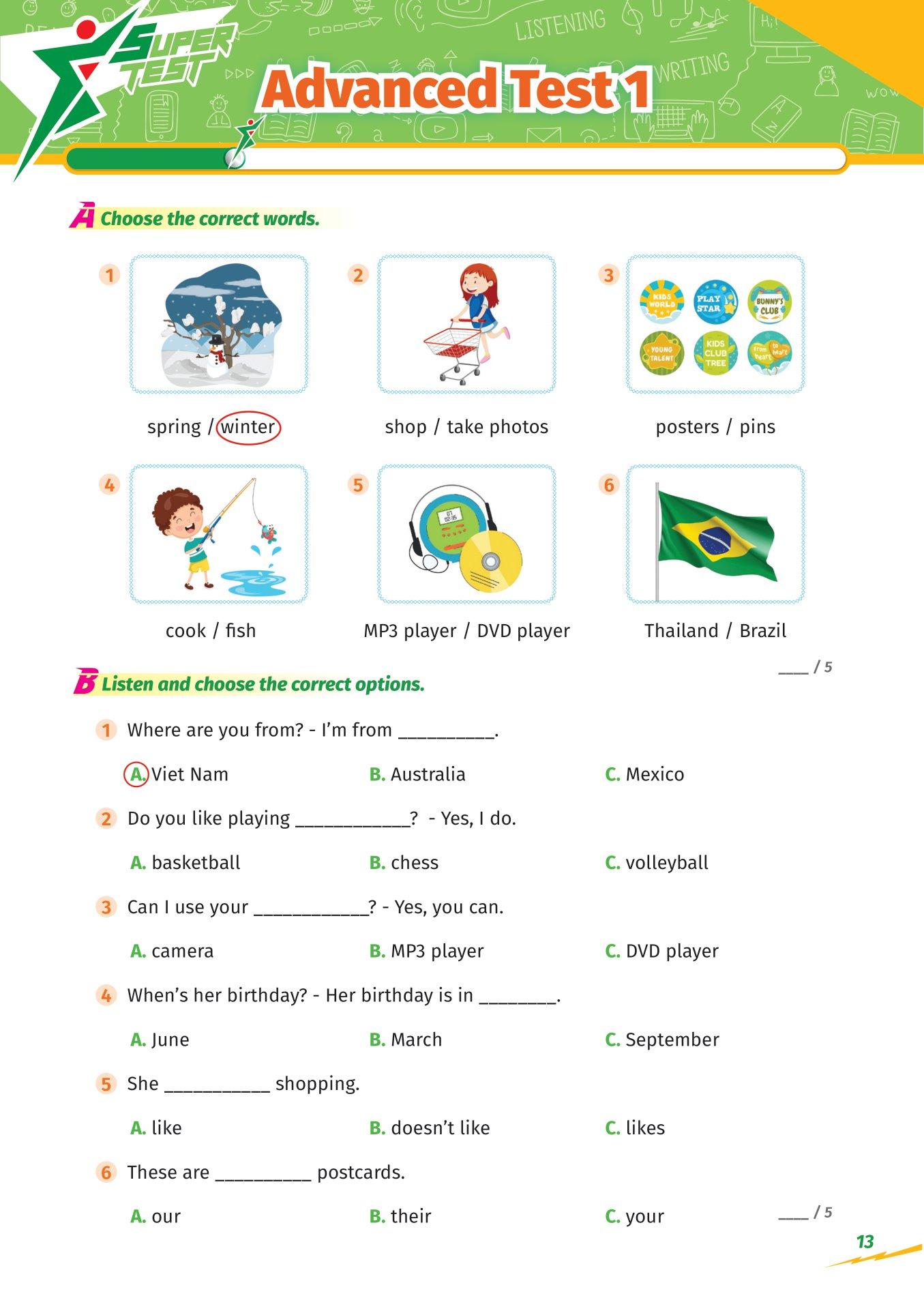 Super Test - Đề Kiểm Tra Nhanh Tiếng Anh Cho Học Sinh Lớp 4