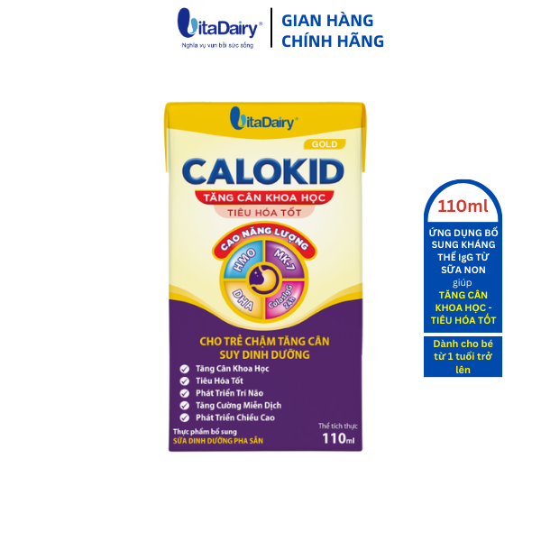 SUDD Calokid Gold 110ml ( thùng 48 hộp ) giúp bé cải thiện cân nặng, tiêu hóa tốt - VitaDairy