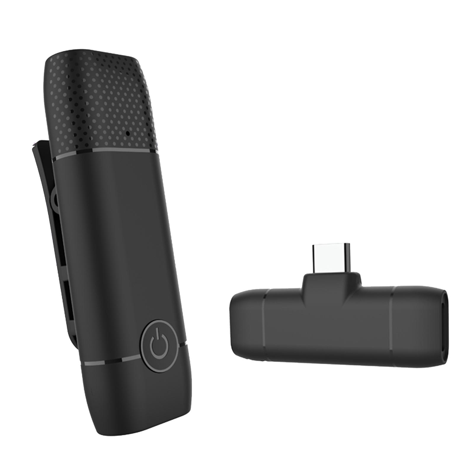 Wireless Lavalier Microphone Clip-on Phone Wireless Mic Noise Reduction Plug-Play Wireless Mic for Vlog Live Stream