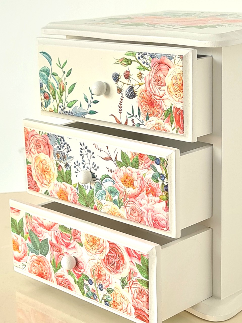 Hộp Nữ Trang Gỗ In Hoa Xinh Xắn Loại Lớn 23x21cm, Hộp Trang Sức Gỗ - Hàng VN Xuất Khẩu