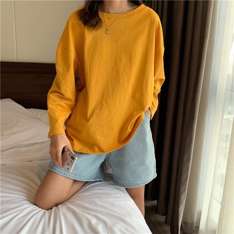 Áo thun tay dài trơn - Unisex nam nữ đều mặc được