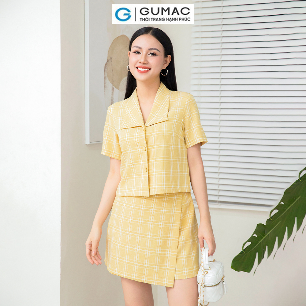 Set lẻ Áo kiểu cổ bẻ V AD11027 thời trang GUMAC - Quần short giả váy SHD11026 thời trang GUMAC