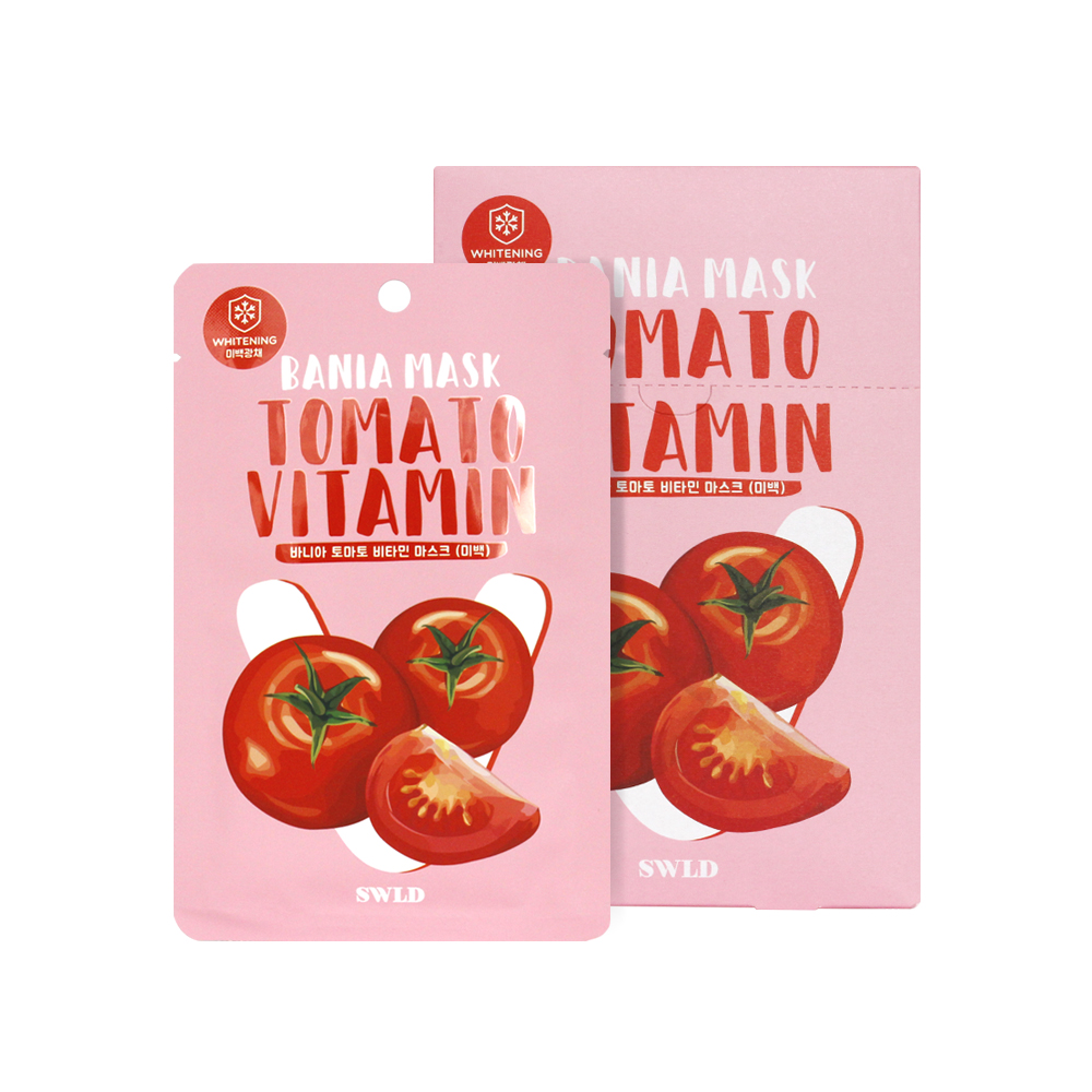 Mặt nạ dưỡng da chiết xuất cà chua SWLD Bania Mask Tomato Vitamin - Hộp 10 miếng