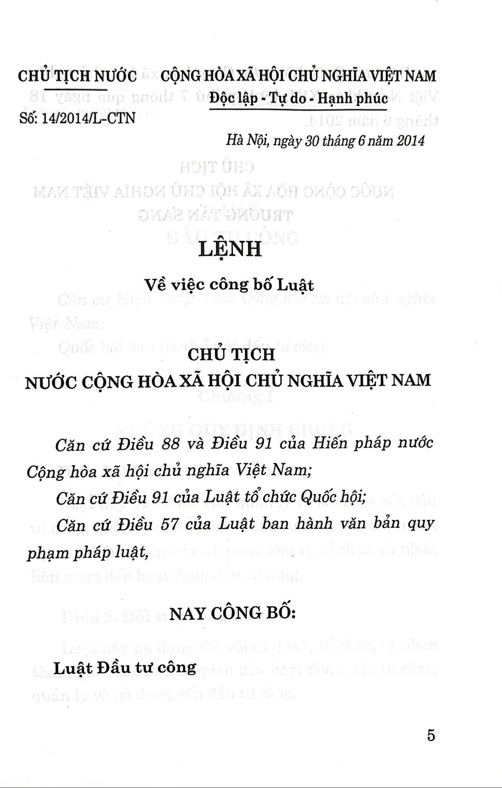 Luật đầu tư công (Hiện hành)