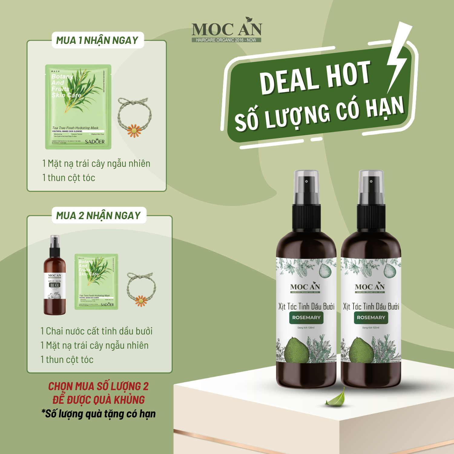 Xịt Kích Mọc Tóc Tinh Dầu Bưởi Hương Thảo ( Rosemary ) 120ml Mộc Ân Haircare hỗ trợ giảm rụng, lên tóc con