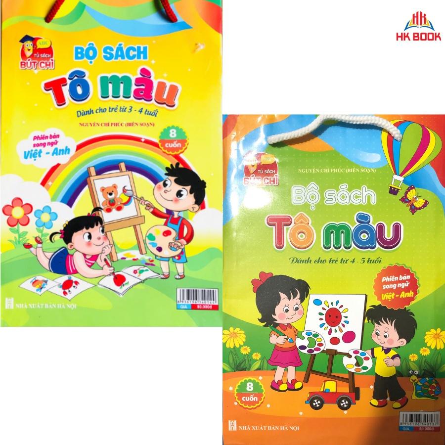 Sách - Combo Bé tô màu nhiều chủ đề song ngữ Việt Anh cho trẻ từ 3-4 tuổi và 5-6 tuổi