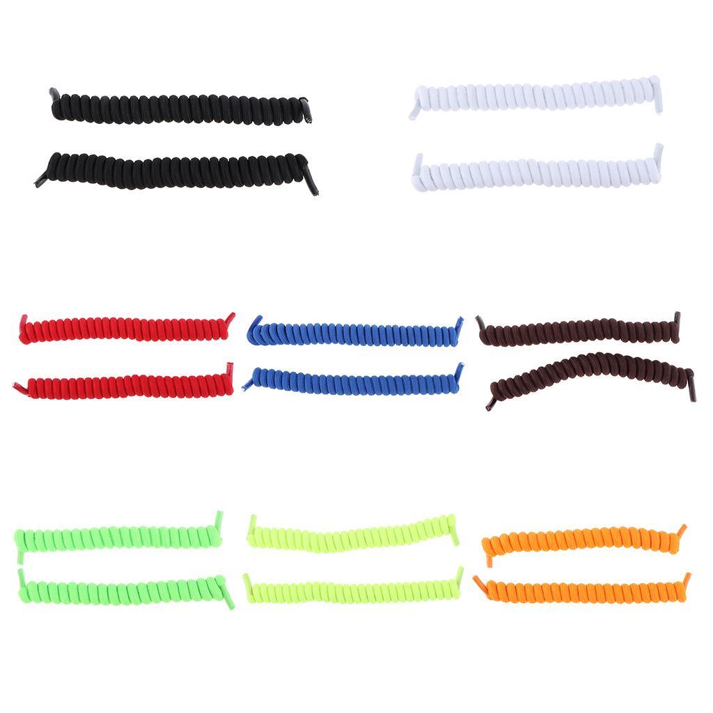 3xElastic No Tie Shoe Laces Curly Shoelaces for Adult & Kids Trainers Black