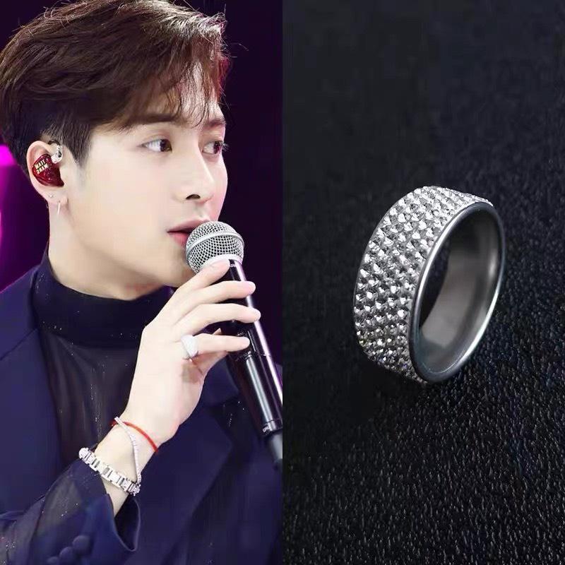 Nhẫn Nam nữ Thời Trang Đính Đá Lấp Lánh DRING Màu Bạc Cá Tính Hàn Quốc - Nhẫn Nam Đẹp Chất Liệu Titan - DRING - Camcam
