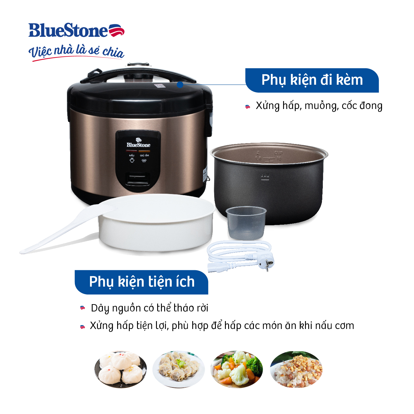Nồi cơm điện nắp gài BlueStone RCB-5519 (1,8L -700W) - Hàng chính hãng - 5