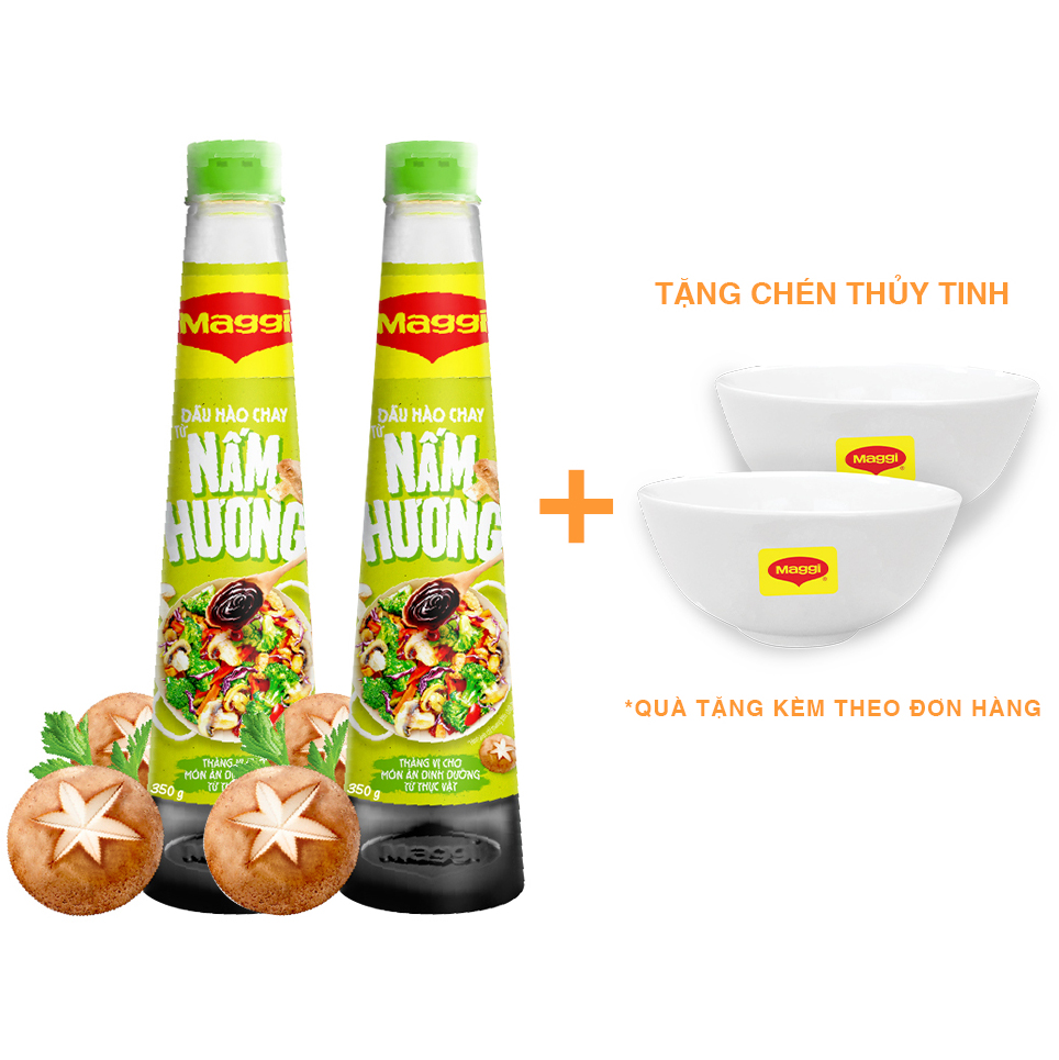 Combo 2 dầu hào chay Maggi Nấm Hương 350g [Tặng chén thủy tinh]