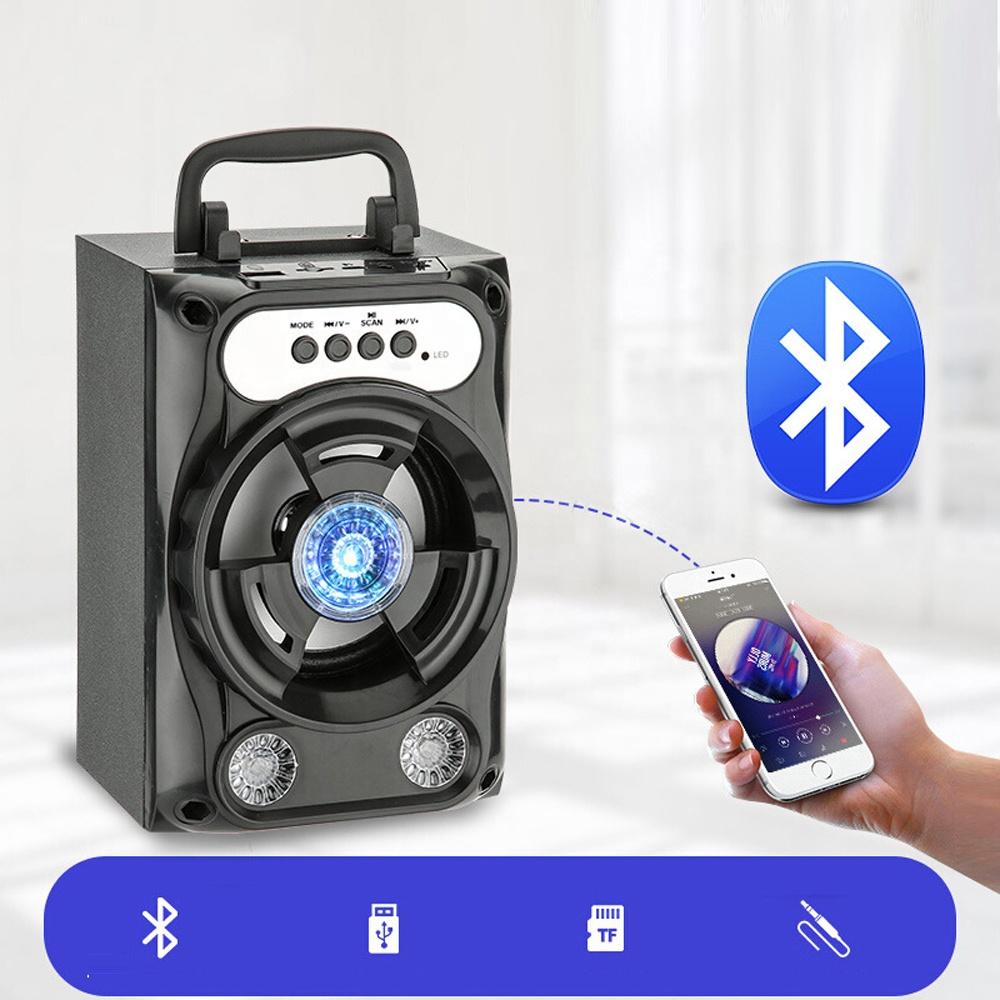 Loa Karaoke Bluetooth Không Dây Ngoài Trời Chất Lượng Cao, Thẻ USB Di Động Ngoài Trời Di Động Vuông Vũ Âm Thanh Loa Color: Black