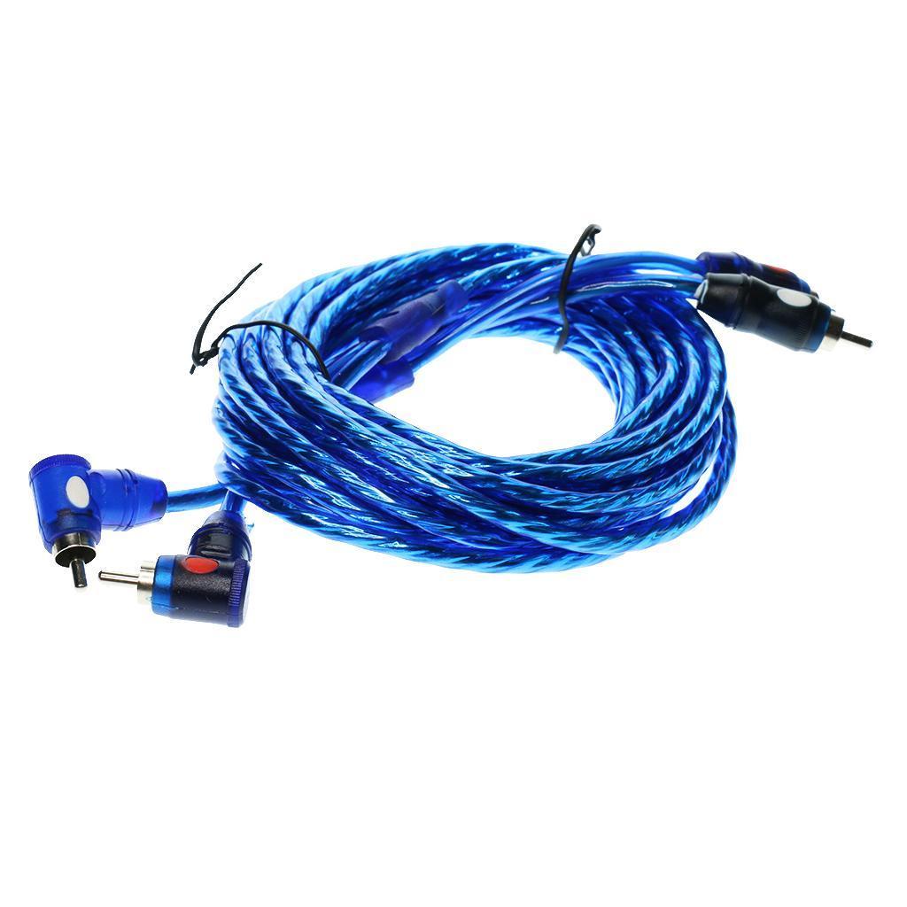 4.5m 2  MALE TO 2RCA MALE CAR STEREO AUDIO POWER CABLE WIRE BLUE