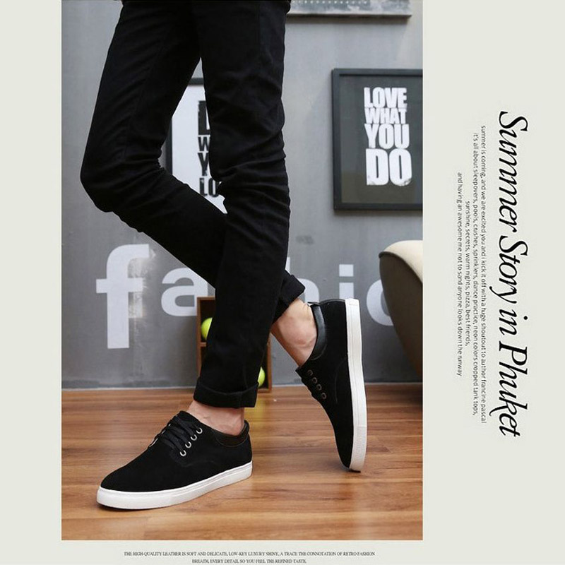 Men's Korean Casual Shoes Suede Matte Light Lace-Up Flat Shoes