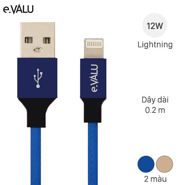 Dây cáp Lightning 20 cm eVALU LTL-02 - Hàng chính hãng