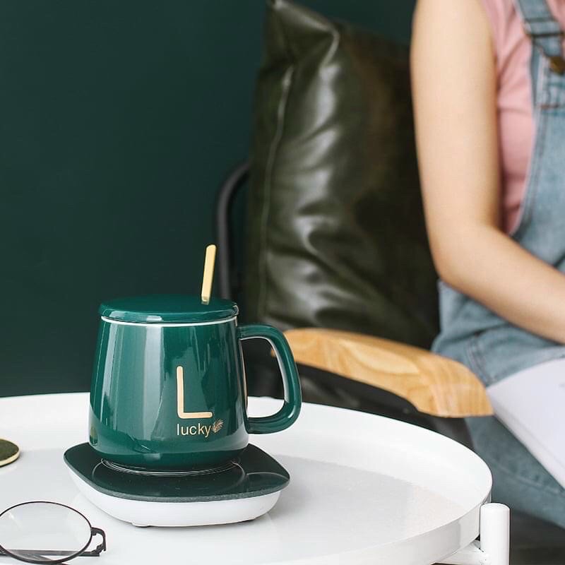 Cốc hâm nóng đồ uống ,cốc chưng yến ,kèm đế điện và thìa mạ vàng cao cấp kèm hộp đựng sang trọng